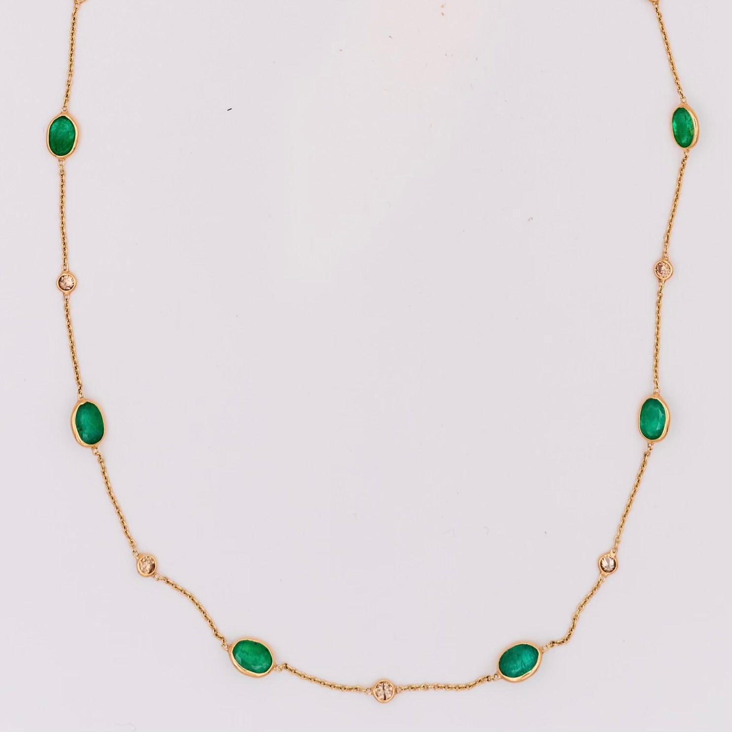 14k Emerald + Diamond Eternity Necklace