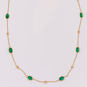 14k Emerald + Diamond Eternity Necklace