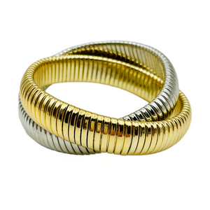 Two-Tone Intertwined Rolling Bangle