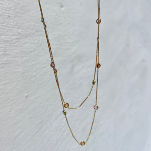 14k Gold Multi Colored Sapphire Strand Necklace