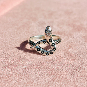 Silver + CZ Snake Ring