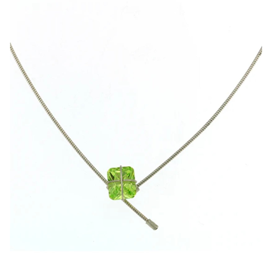 Lime Green Present Box Necklace