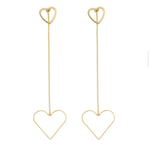 Double Heart Dangle Earrings