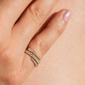 14k Diamond Pinky Spiral Ring