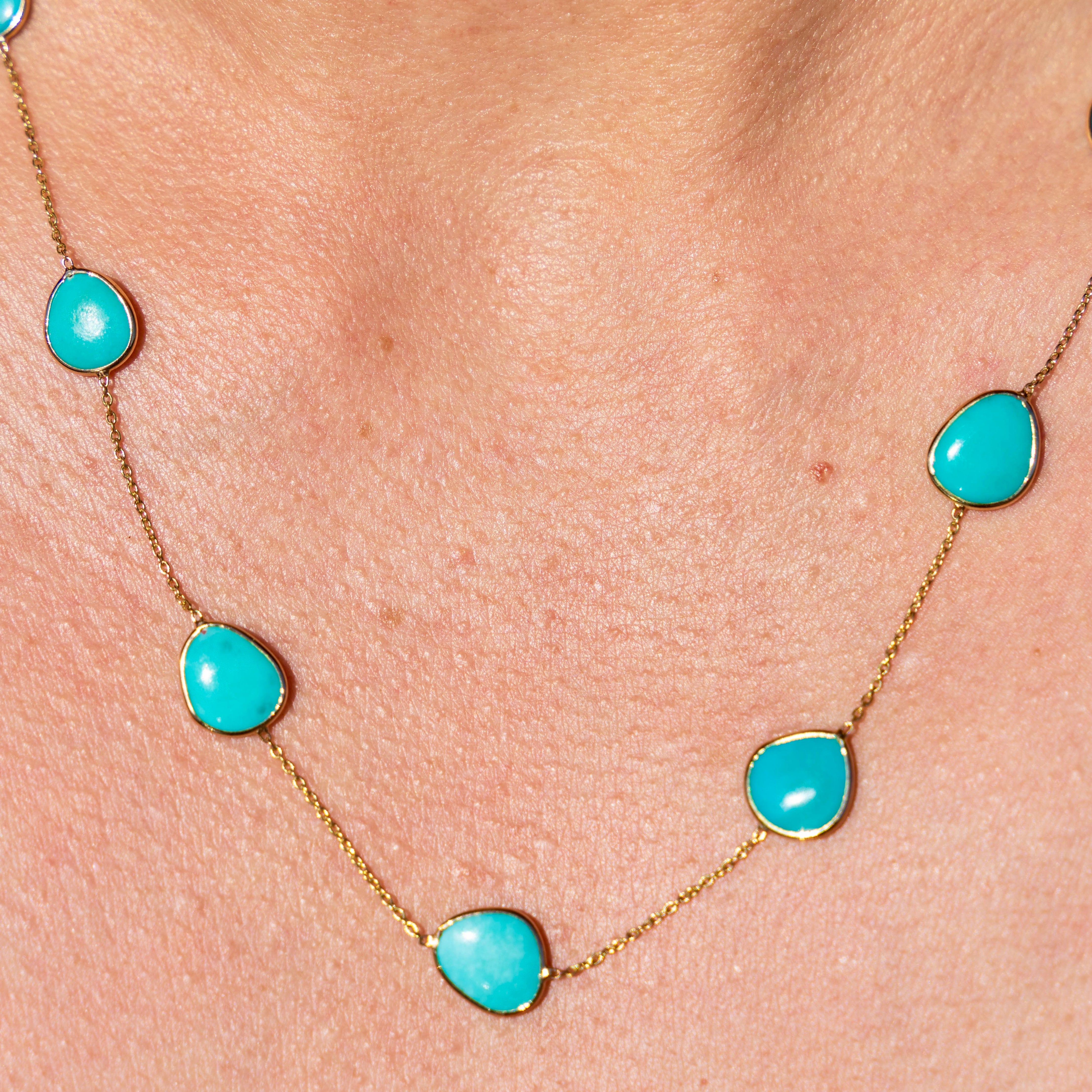 14k Turquoise Eternity Necklace