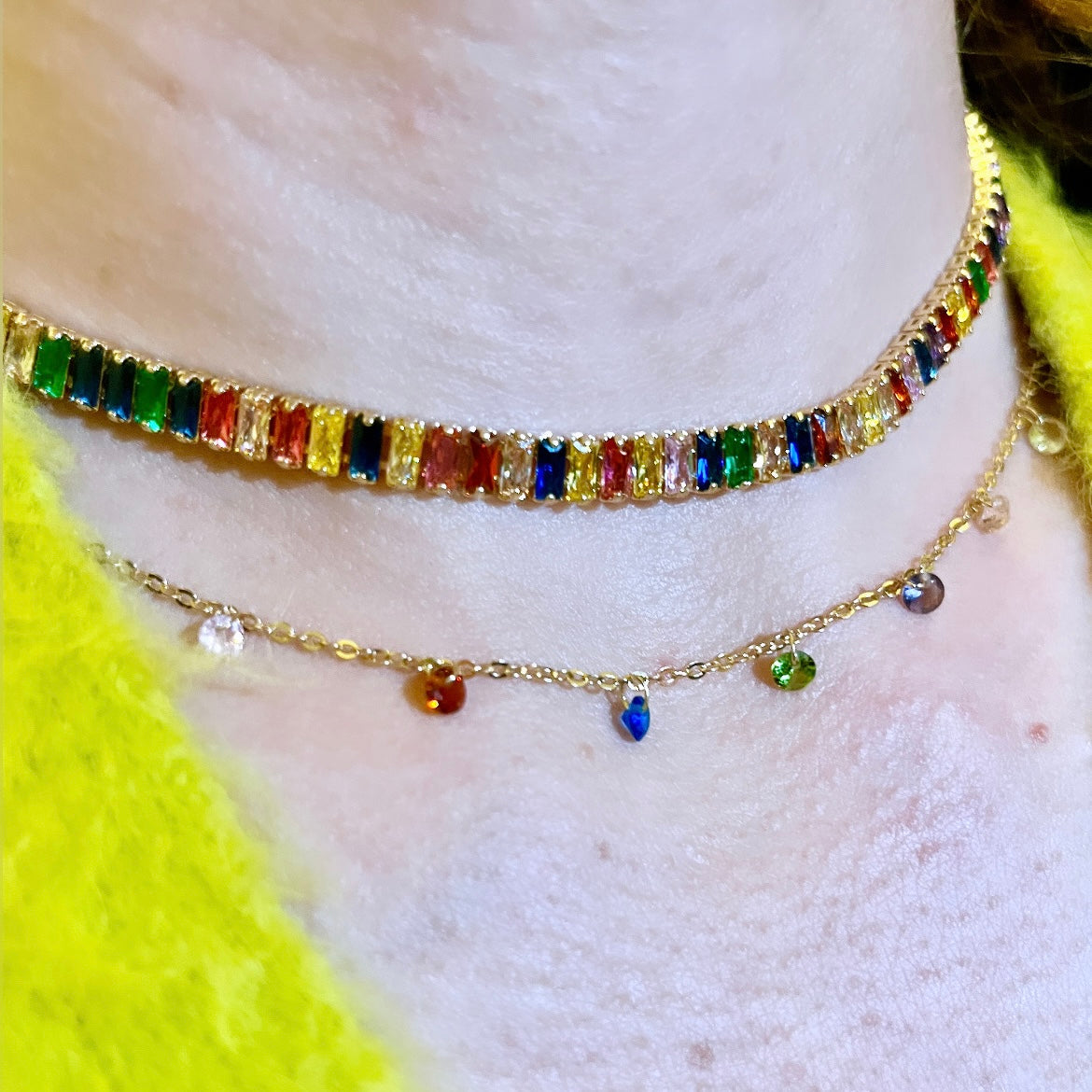 Multi Colored Baguette Necklace
