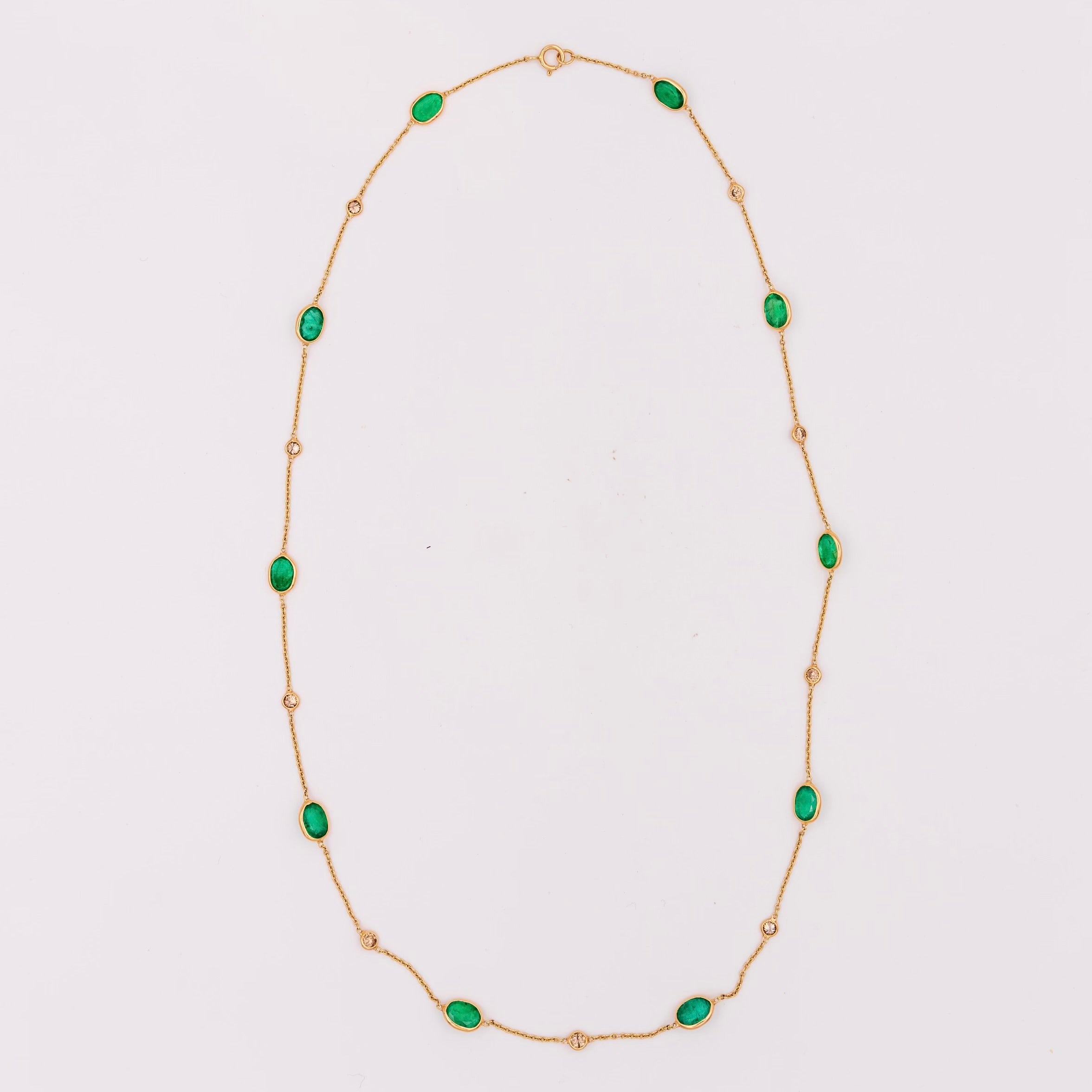 14k Emerald + Diamond Eternity Necklace