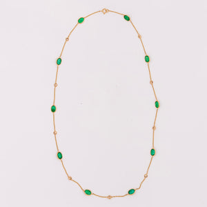 14k Emerald + Diamond Eternity Necklace