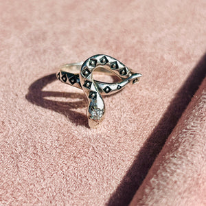 Silver + CZ Snake Ring