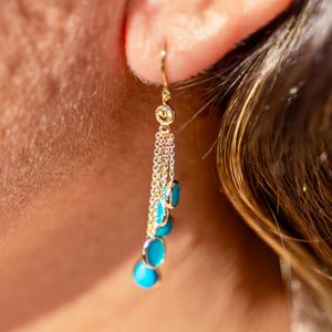 14k Turquoise + Diamond Dangle Earrings