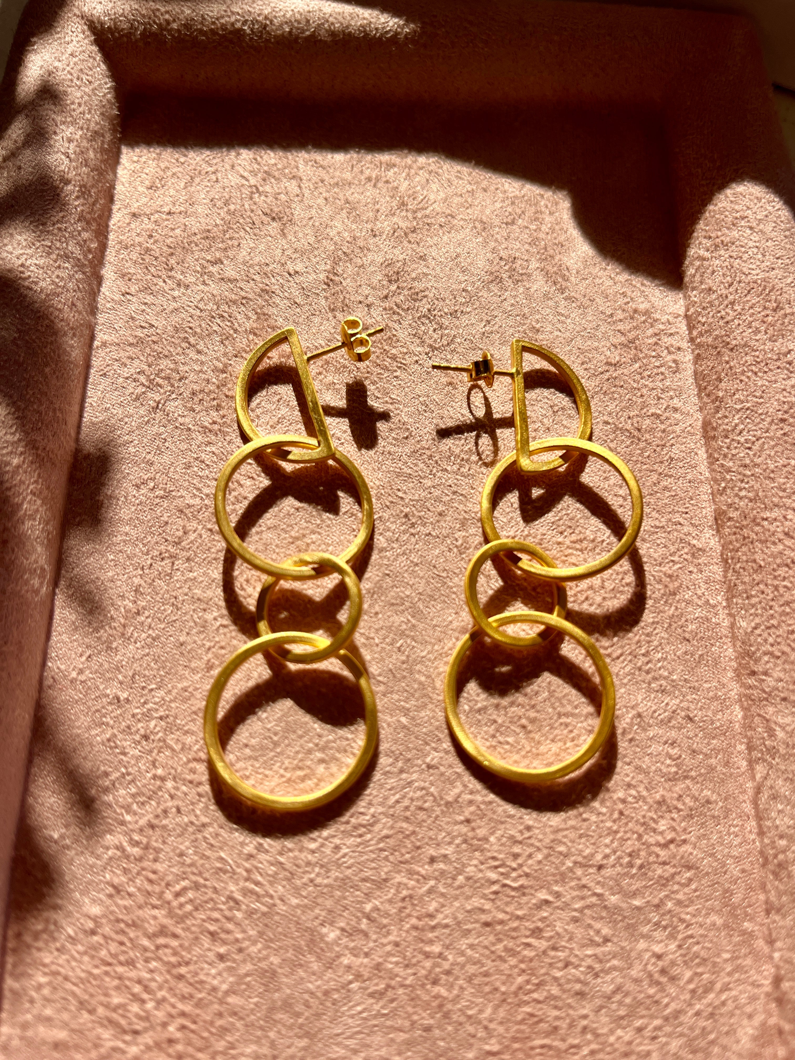 Gold Circle Drop Earrings