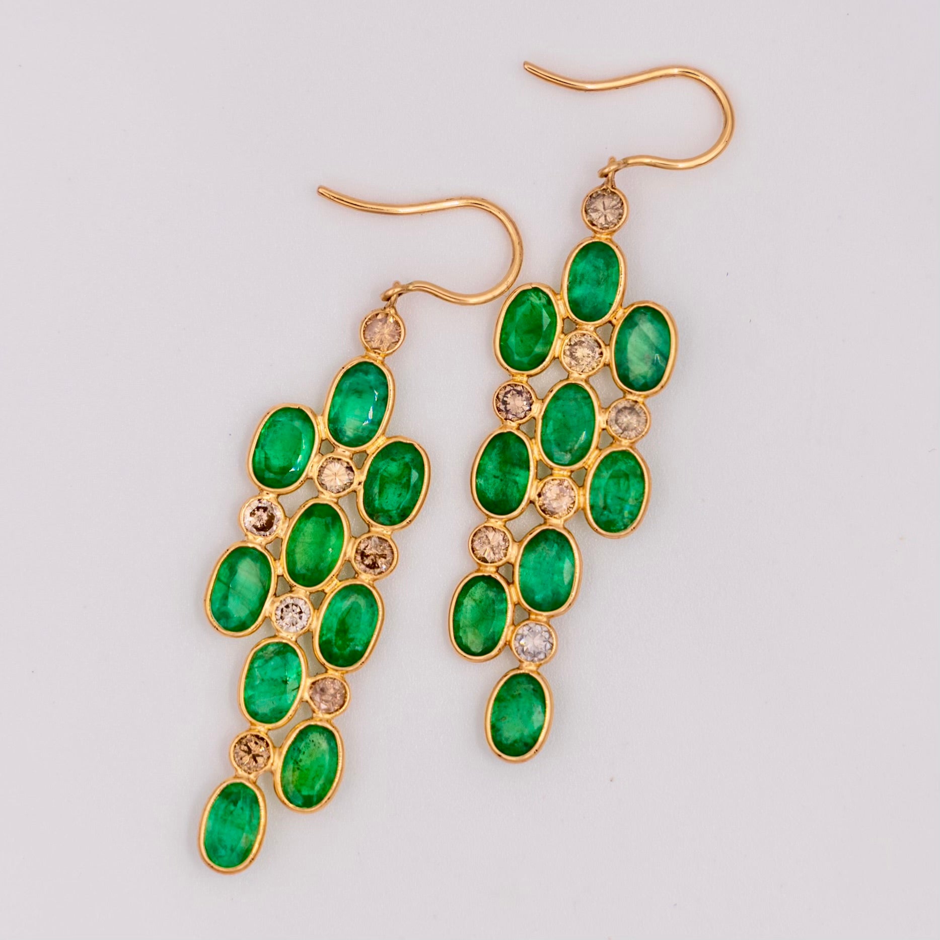 14k Emerald + Diamond Chandelier Earrings