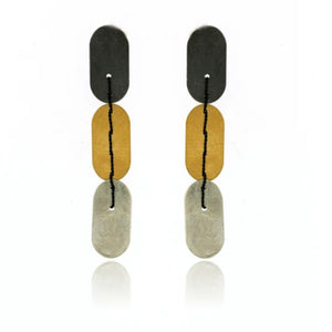 Tri Color Oval Earrings w/ Thread