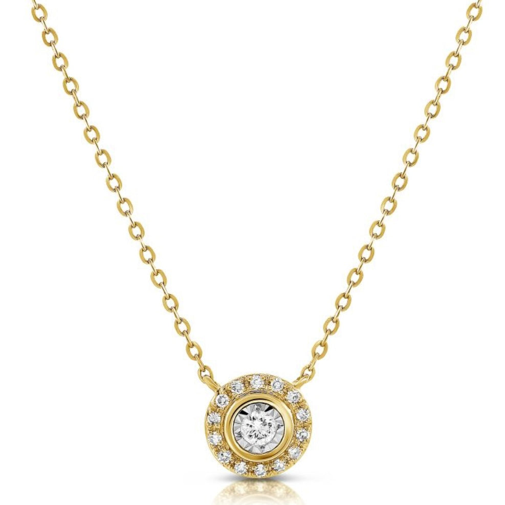 14k Diamond Bezel Circle Necklace
