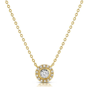 14k Diamond Bezel Circle Necklace